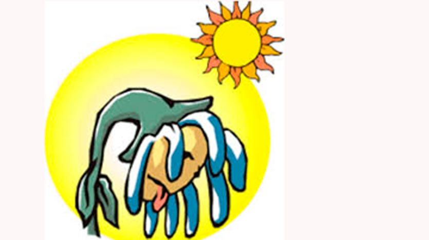 Caricatura que ilustra un calor sofocante