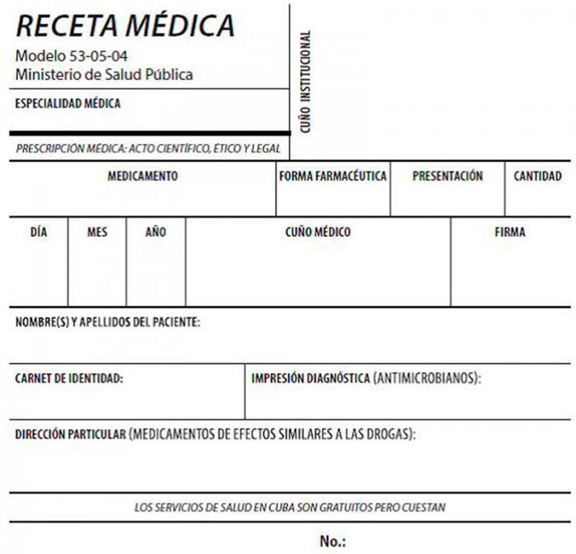 Modelo de receta