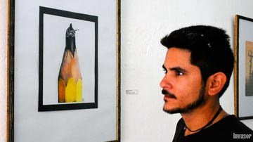 Persona apreciando la exposición