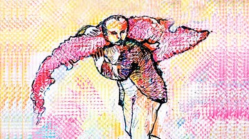 Martí cargando la isla de Cuba