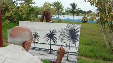 Pintor dibujando un cuadro
