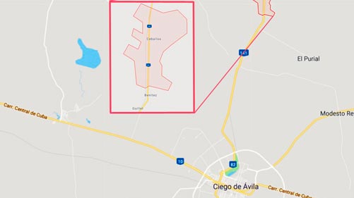 Mapa con la ubicación de Ceballos