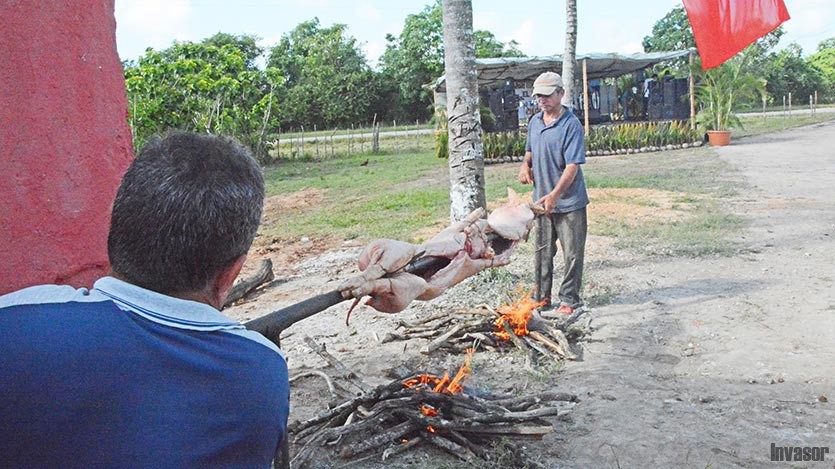 Puerco asado en púa