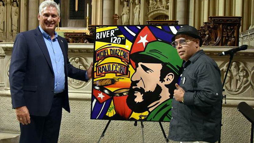 Miguel Díaz Canel en la iglesia Riverside