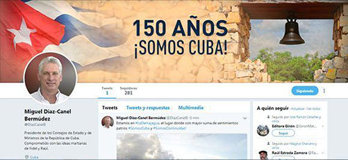 Perfil twitter presidente cubano