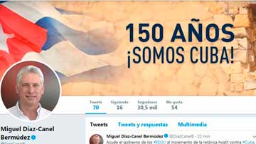 Imagen de la página oficial de Twiter de Miguel Díaz-Canel