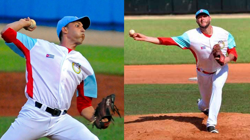 Peloteros Yander Guevara y Lazaro Blanco