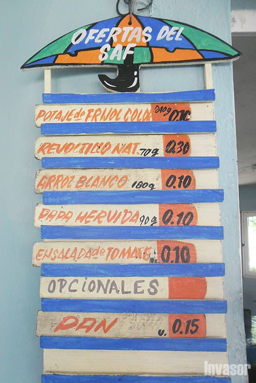 Tabla de menú