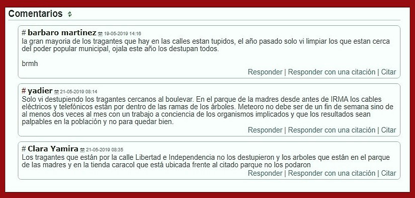 cuadro de comentarios
