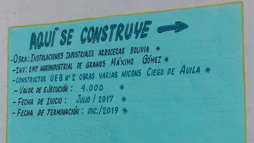 Cartel descriptivo sobre proceso de construcción