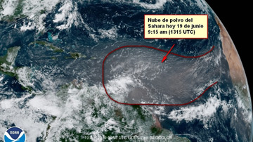 Imagen que muestra el polvo del Sahara