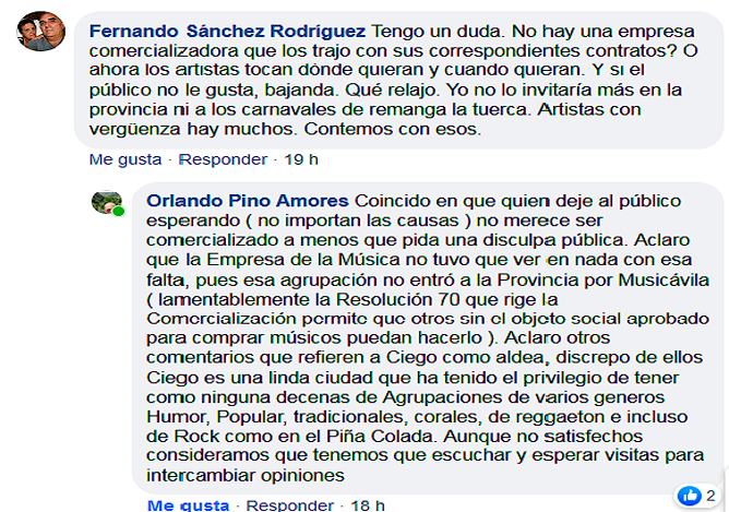 Comentarios en Facebook