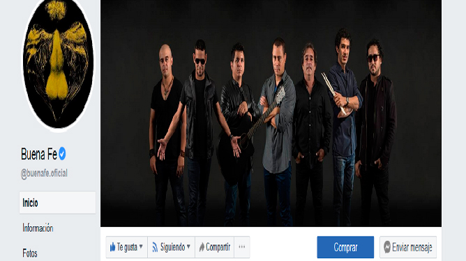 Fan page de Buena Fe en Facebook