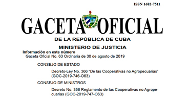 Nuevas normas jurídicas para cooperativas no agropecuarias en Cuba