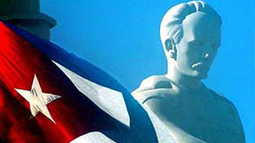 Martí y bandera cubana