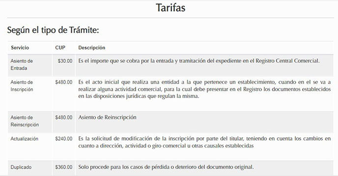  tarifas