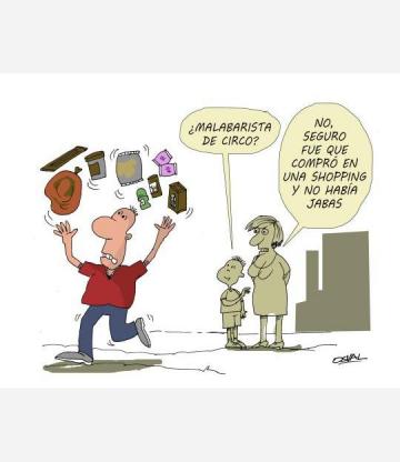 Caricatura: Malabarismo comercial