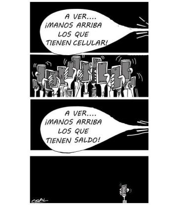 Caricatura: Celulares arriba
