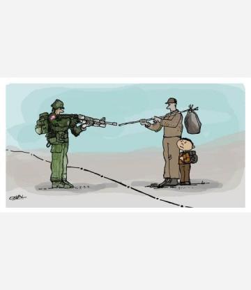 Caricatura: Soldados emigrantes