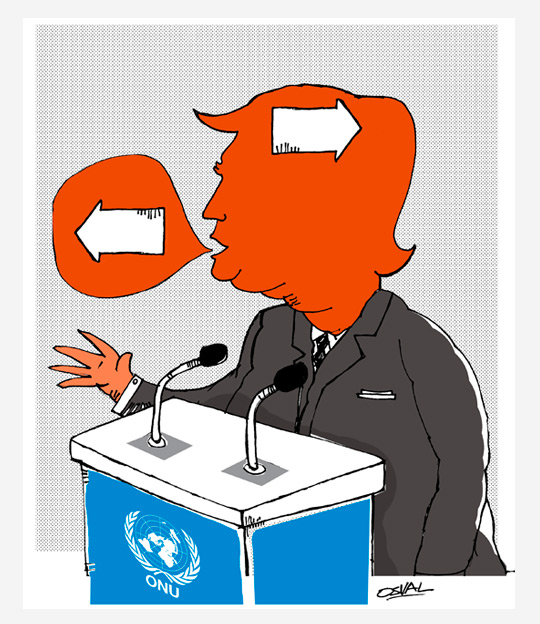 Caricatura: Trump en la ONU