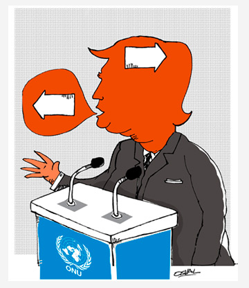 Caricatura: Trump en la ONU