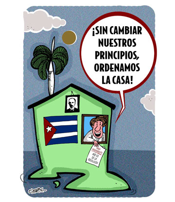 Caricatura: Ordenando la casa