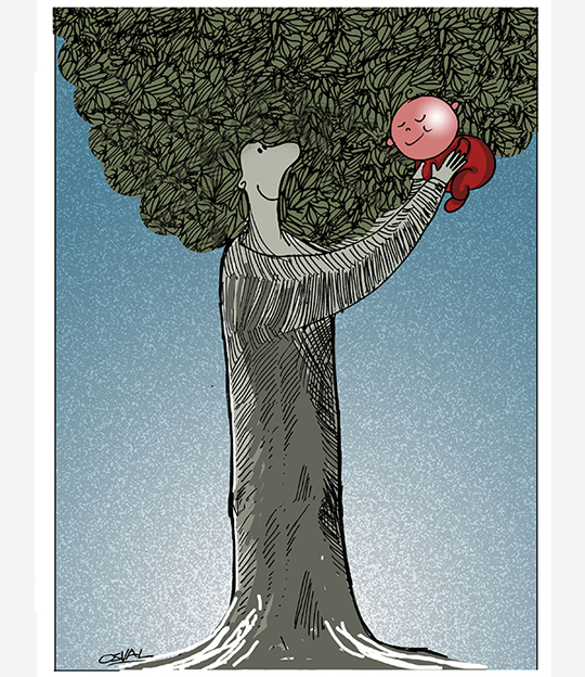 Caricatura: Árbol-padre-fruto