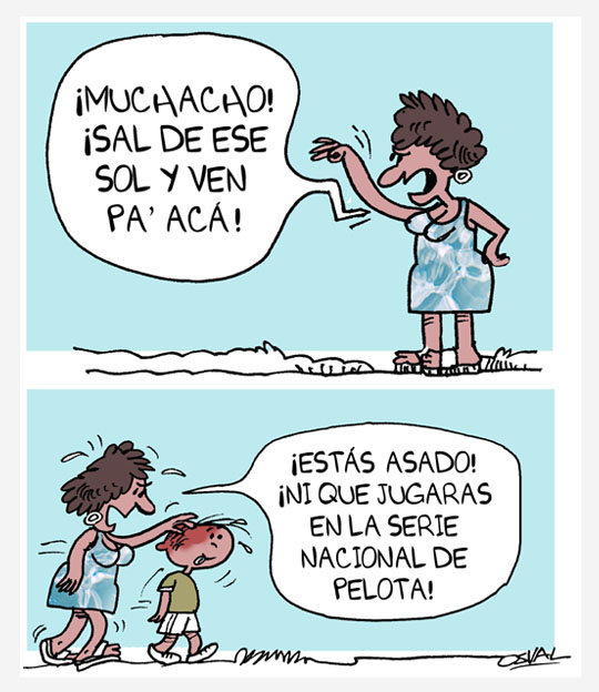 Caricatura: Sol y béisbol