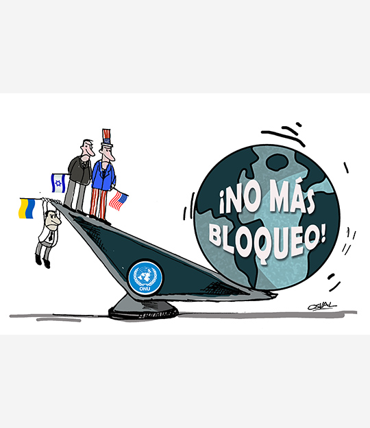 Caricatura: Balanza contra bloqueo