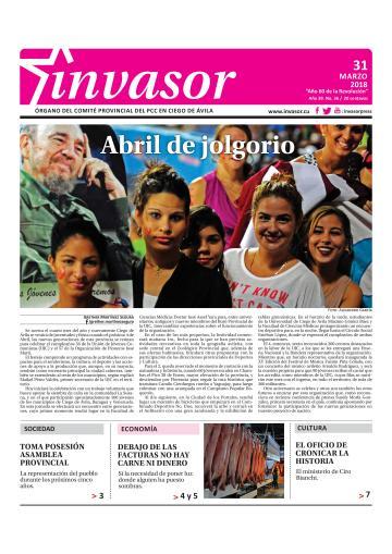 Portada de la edición impresa del 31 de marzo de 2018