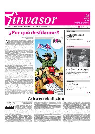 Portada de la edición impresa del 28 de abril de 2018