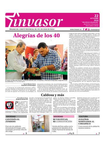 Portada de la edición impresa del 22 de septiembre de 2018
