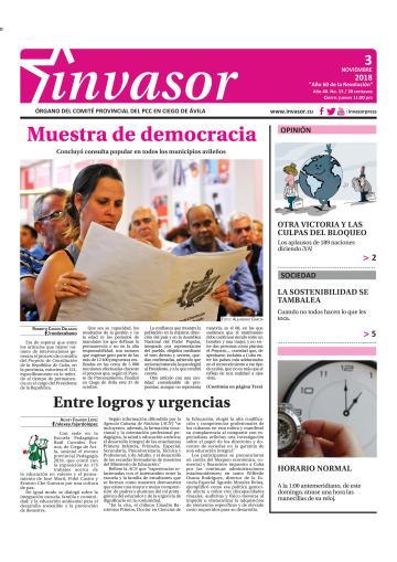 Portada de la edición impresa del 3 de noviembre de 2018