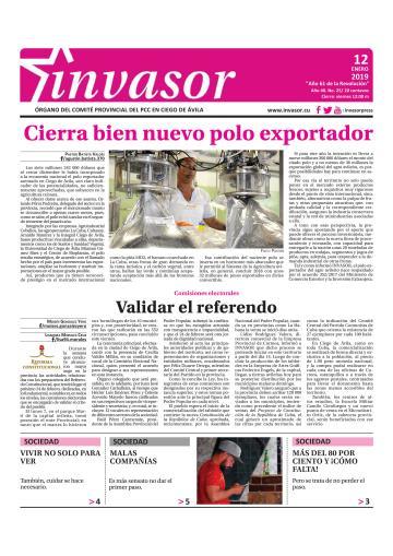 Portada de la edición impresa del 12 de enero de 2019