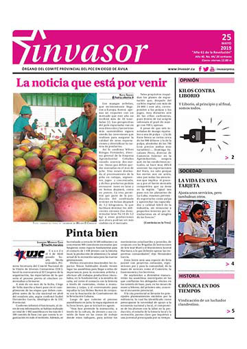 Portada de la edición impresa del 25 de mayo de 2019