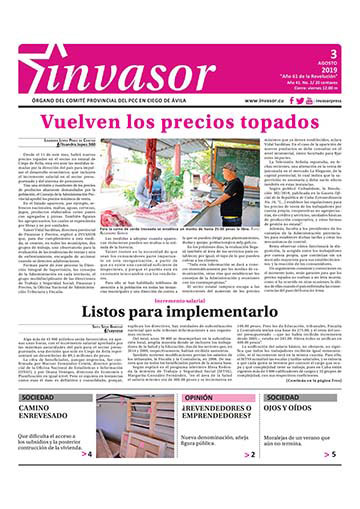 Portada de la edición impresa del 3 de agosto de 2019