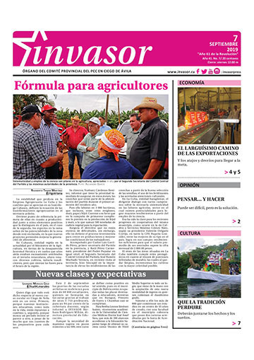 Portada de la edición impresa del 7 de septiembre de 2019