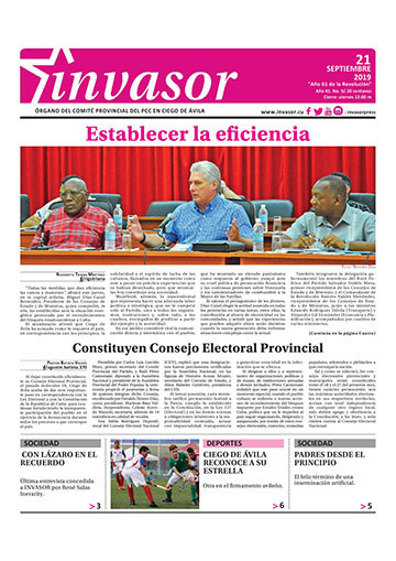 Portada de la edición impresa del 21 de septiembre de 2019