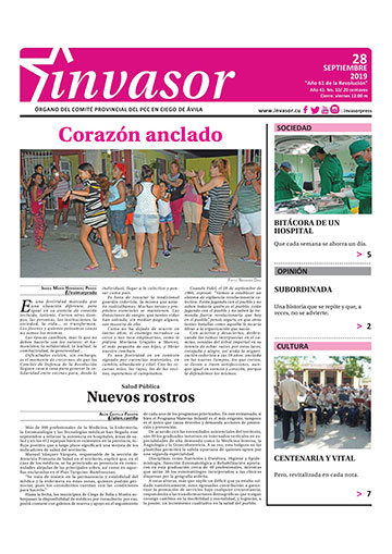 Portada de la edición impresa del 28 de septiembre de 2019