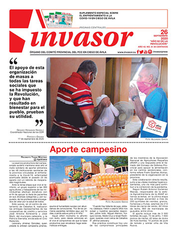 Portada de la edición impresa del 26 de septiembre de 2020
